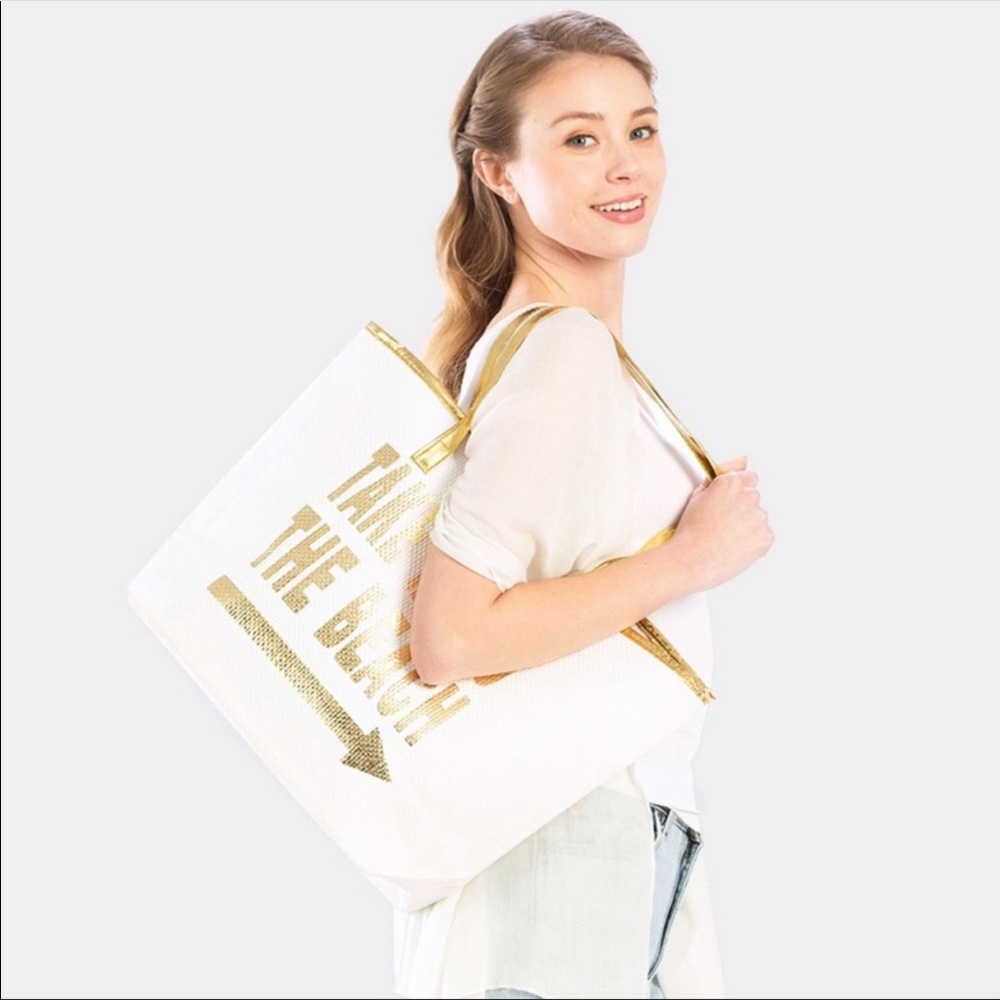 Take Me To The Beach Tote (Gold) - Picture 2 of 2